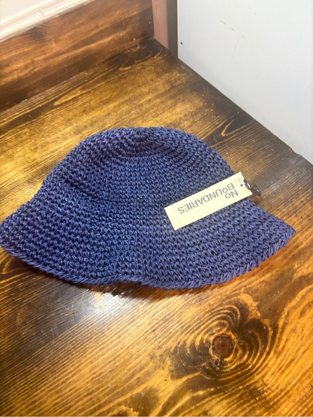 No boundaries blue straw bucket hat